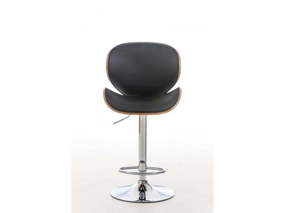 Bar stool - Faux leather / Chrome-plated metal - Walnut / Black - Meublita