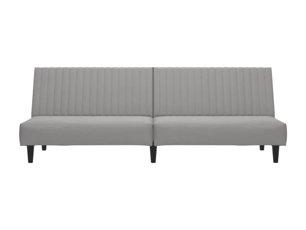 Light grey velvet 2-seater sofa bed
