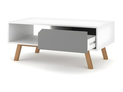 Coffee table with 1 drawer and 1 niche, 110 cm long - Meublita