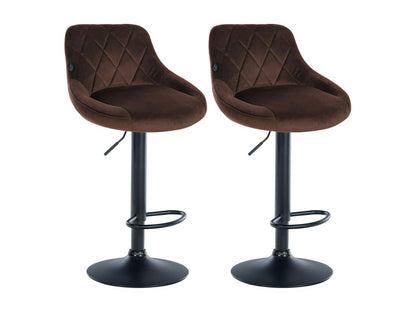 Set of 2 Bar Stools - Velvet/Metal - Brown - Meublita