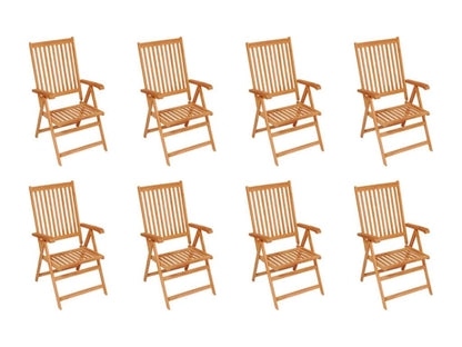 8-piece reclining garden chairs with cushions, solid teak