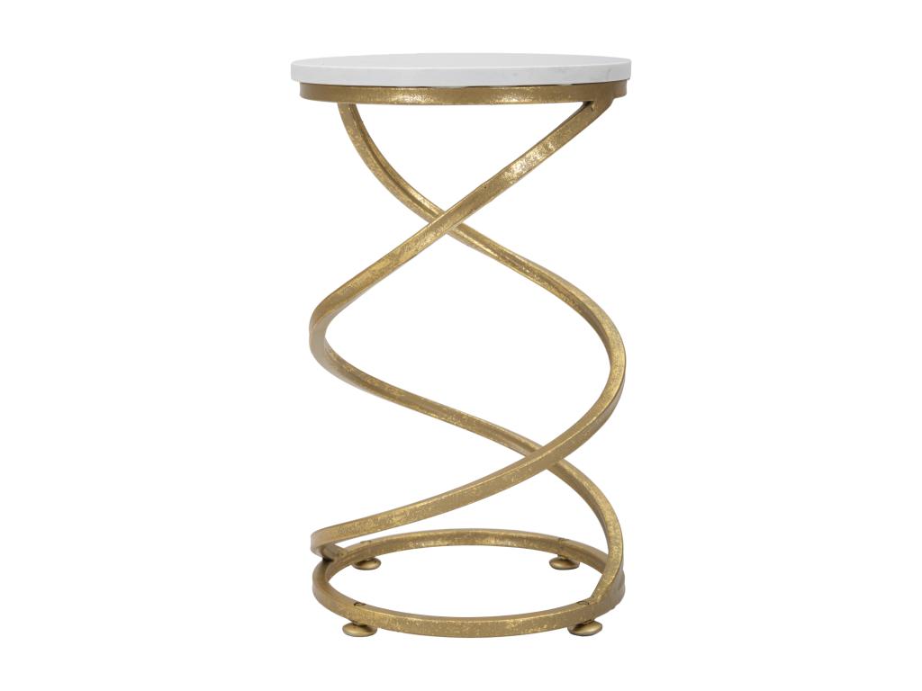 Meublita Marble Coffee Table - Gold metal and white marble - 27.5x47.5 cm - Sinuous and elegant design - Classic and contemporary.