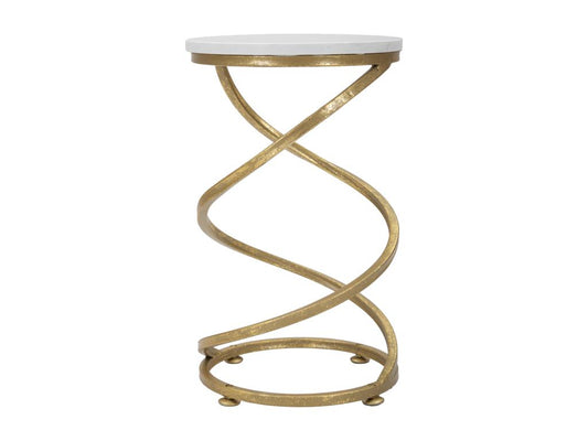Meublita Marble Coffee Table - Gold metal and white marble - 27.5x47.5 cm - Sinuous and elegant design - Classic and contemporary.