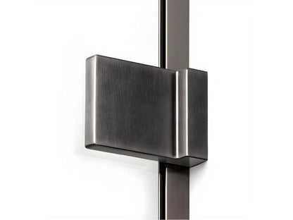 Left-hand pivoting shower enclosure 110x90 cm, Meublita GUNMETAL BRUSHED brushed stainless steel color, front access