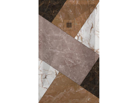 Shower tray 02 Mosaic color, smooth finish, Meublita 3D color grid - 70x70 cm