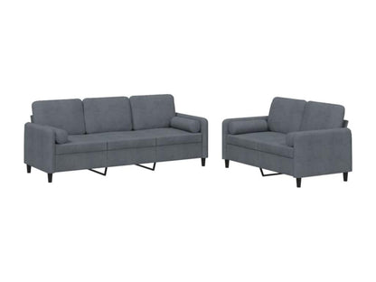 2-piece sofa set with dark grey velvet cushions