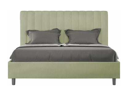 Meublita Upholstered Double Bed with Storage 140x200cm, Green Microfiber