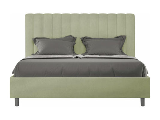 Meublita Upholstered Double Bed with Storage 140x200cm, Green Microfiber