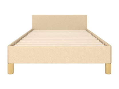 Cream bed frame without mattress, 80x200 cm, fabric