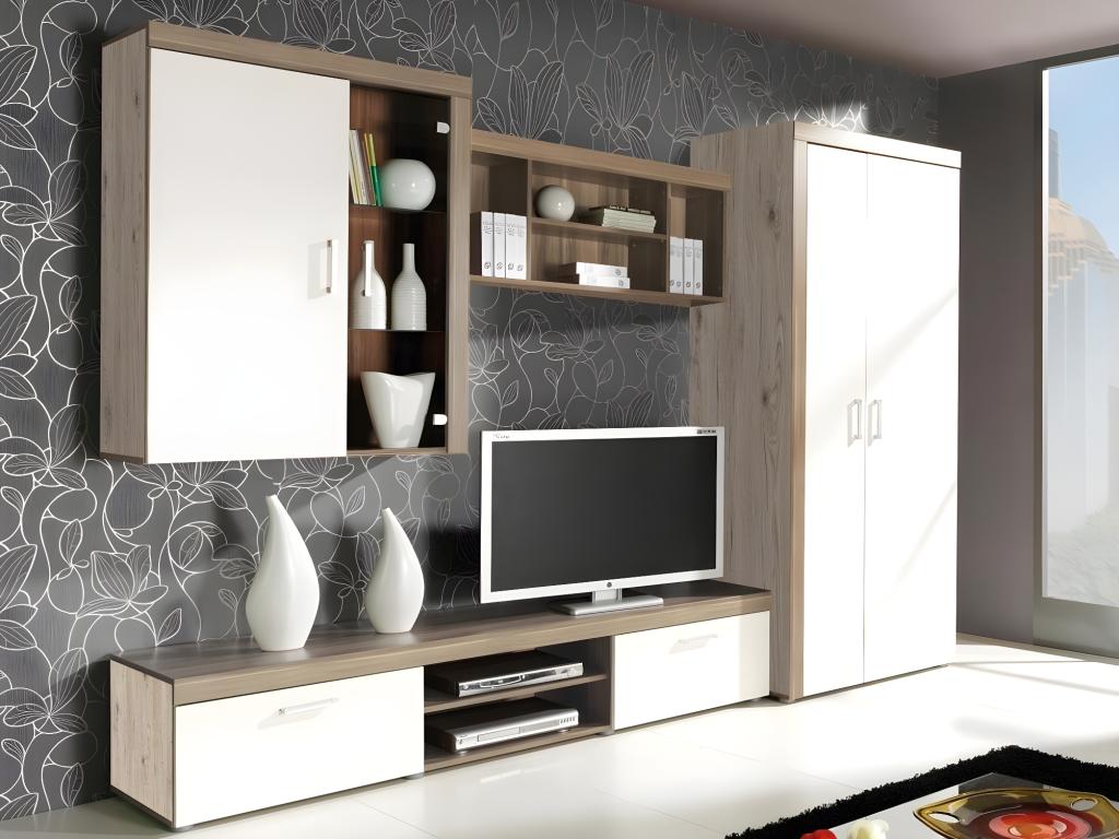 Meublita 111 Wardrobe, Saint Marin Oak - Cream, 203x90x55cm, Number of shelves: 1