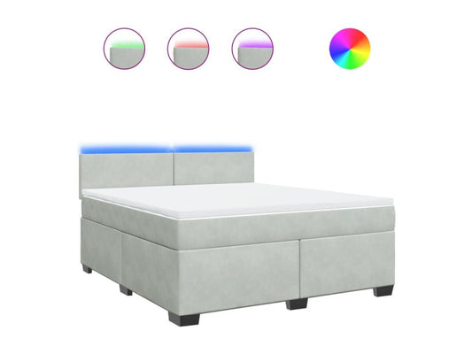 Meublita bed base and mattress, light grey, 180x200cm, velvet