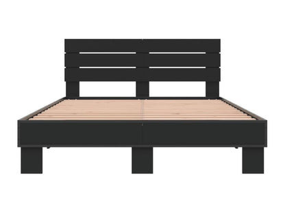 Black bed frame 120x190 engineered wood and metal