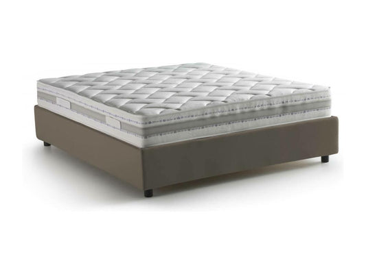 Meublita Double Bed with Storage, Eco-Leather Upholstery, Made in Italy, Front Opening, Includes 140x200 cm Mattress