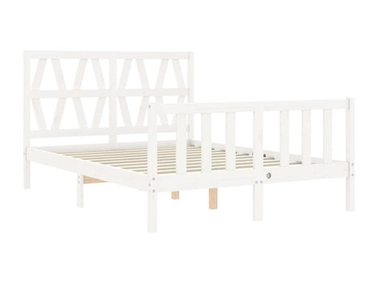 Bed frame with white headboard, 120x200 cm, solid wood