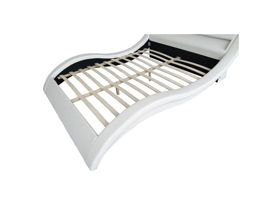 White PU bed frame with integrated LED lighting, 160x200cm, Paddington
