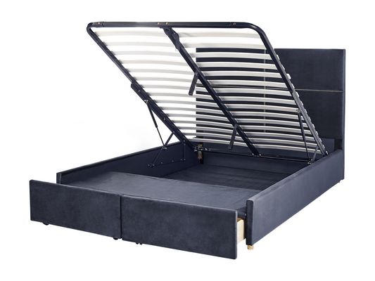 Velvet Ottoman Bed Green 140x200 cm Black