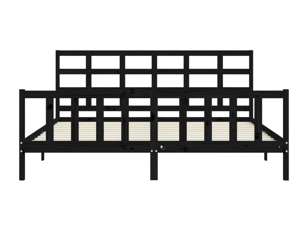 Bed frame with black headboard, 200x200 cm, solid wood