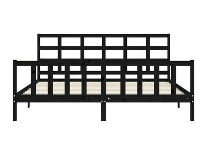 Bed frame with black headboard, 200x200 cm, solid wood