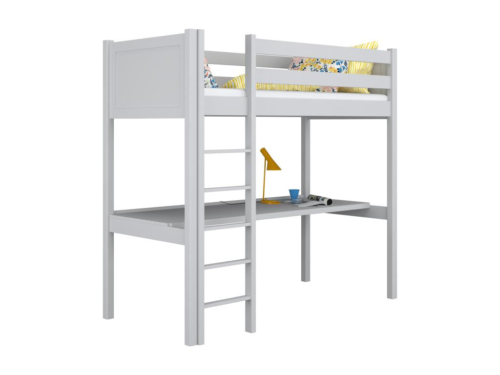 Wooden loft bed - with desk N06 Grey 120x190