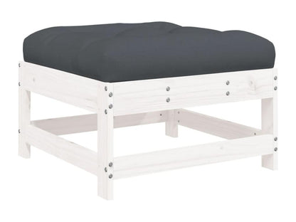 6-piece garden furniture set with cushions, white, solid wood