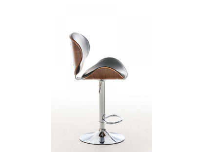Bar stool - Faux leather / Chrome-plated metal - Walnut / Black - Meublita