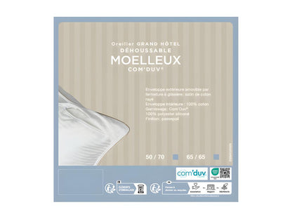 Meublita Grand Hotel Pillow, Removable Cover, Beige, Soft, Com'Duv Cotton Satin, Meublitaé Meublita