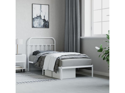 Metal bed frame with white headboard 90x190 cm