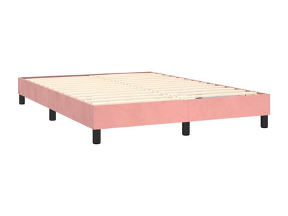 Pink velvet bed frame without mattress, 140x190 cm