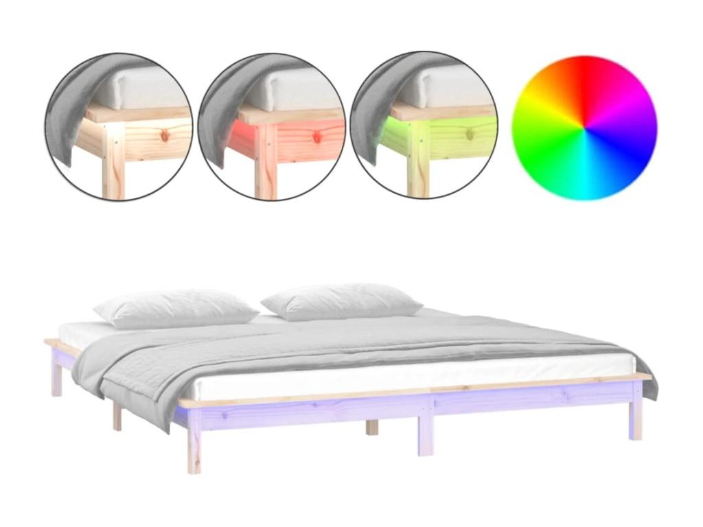 150x200 cm Extra Large Solid Wood LED Bed Frame