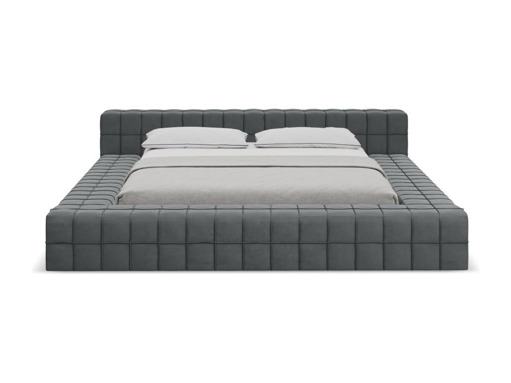 Upholstered velvet bed 160x200 - steel - Meublita