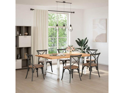 Rectangular light brown solid oak wood dining table