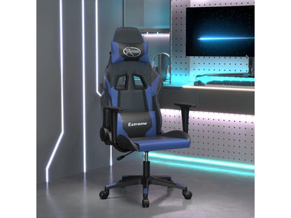 Black and blue faux leather gaming chair