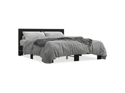 Black bed frame 150x200 engineered wood and metal