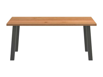 Rectangular light brown solid oak wood dining table