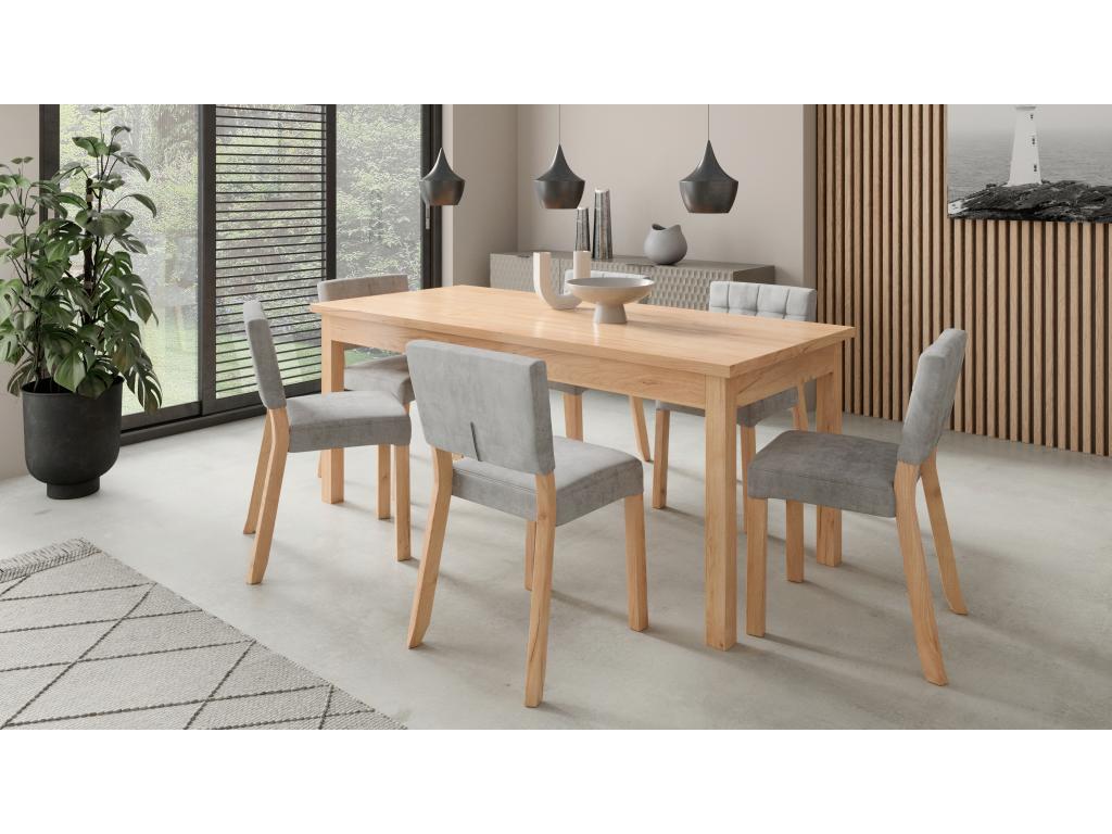 Modern chair in natural beech wood and choice of fabric Kloba-Tissu 27129