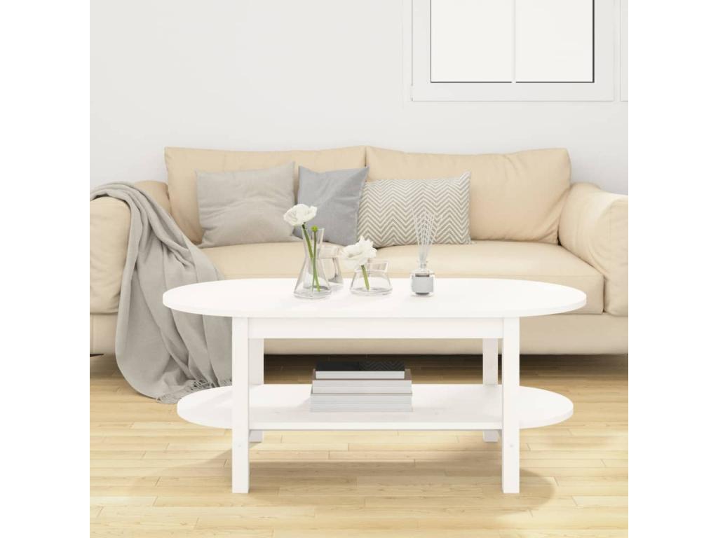 White coffee table 110x55x45 Solid pine wood