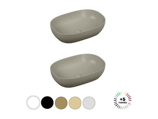 Meublita Outline oval double countertop washbasin - High-end matte finish