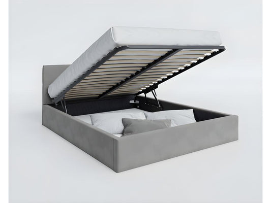 Meublita 160x200 Storage Bed - Slatted Base Included - Light Grey