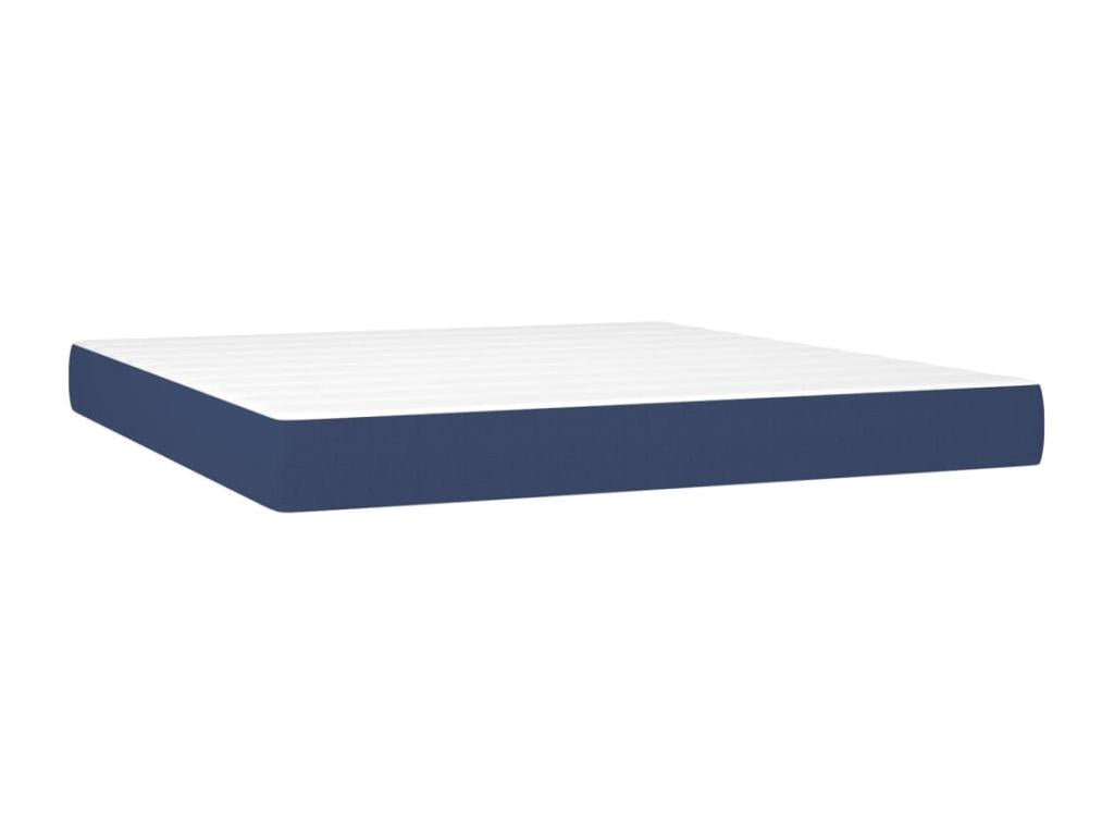 Upholstered bed base with mattress, blue, 180x200 cm, fabric