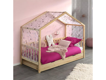 Meublita - House Bed with Guardrails 90x200cm Complete Natural Pine