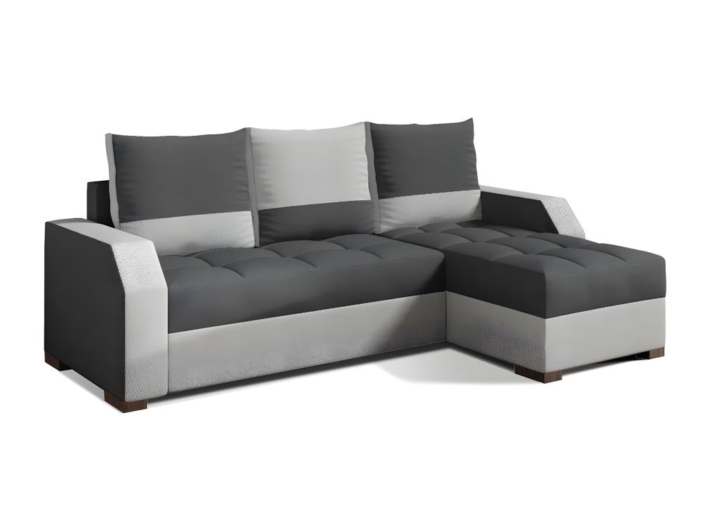 Convertible corner sofa - ARTE - in quality fabric - dark grey and light grey, 3/4 seater, right-hand corner as seen from the front