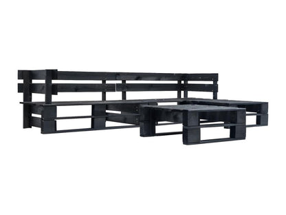 4-piece pallet garden sofas, black wood