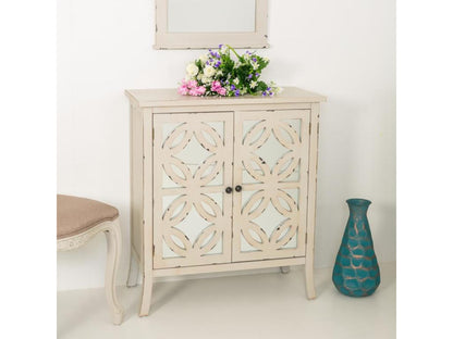 Wooden console table with white glass top, 74x37x84h