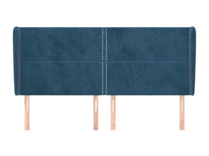 Headboard with wings, Dark Blue, 203x23x118/128 cm, Velvet