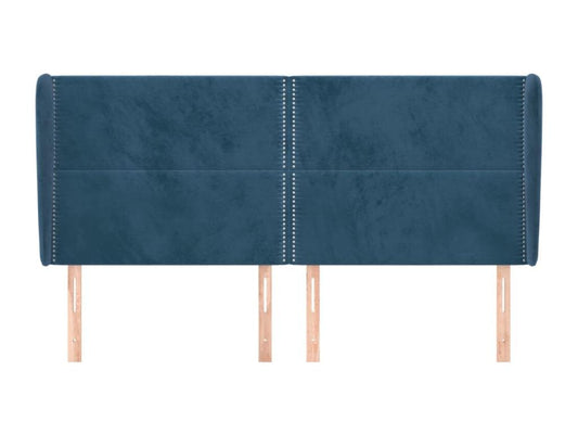 Headboard with wings, Dark Blue, 203x23x118/128 cm, Velvet