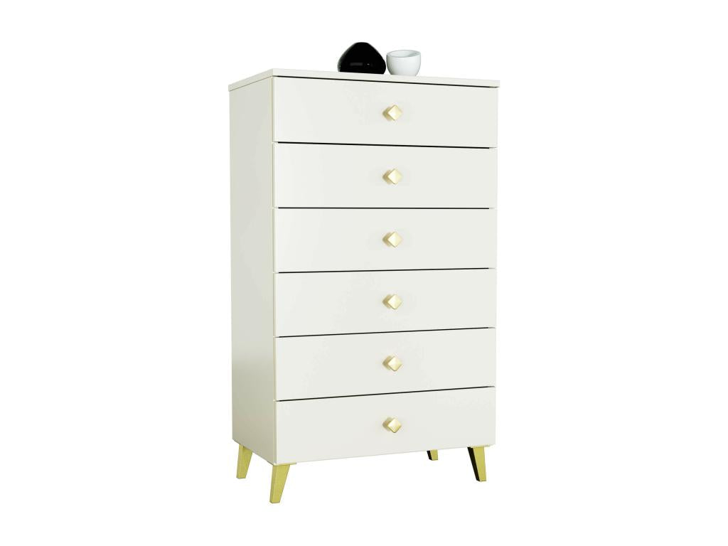Meublita MOBI Cashmere Chest of Drawers, 60 cm, 6 Drawers, Cashmere Front, 60x37x104 cm