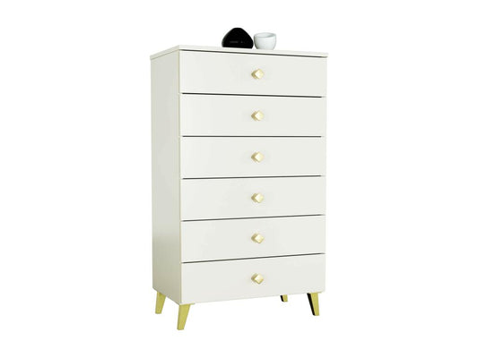 Meublita MOBI Cashmere Chest of Drawers, 60 cm, 6 Drawers, Cashmere Front, 60x37x104 cm
