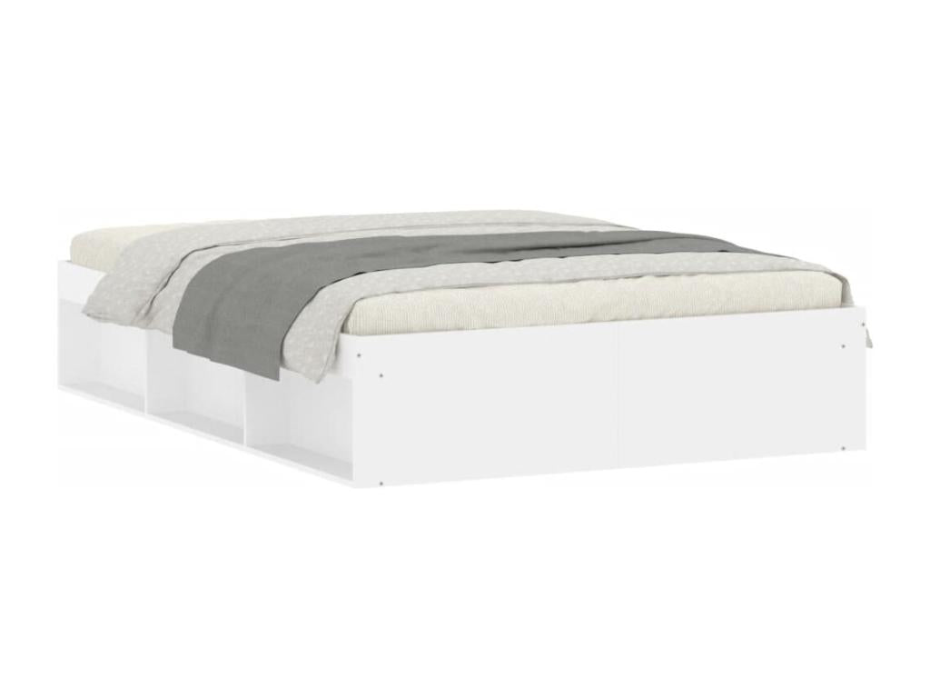 White bed frame without mattress, 135x190 cm