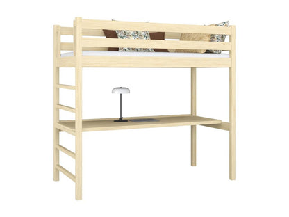 Wooden loft bed - with desk N01 Light Pine 120x190