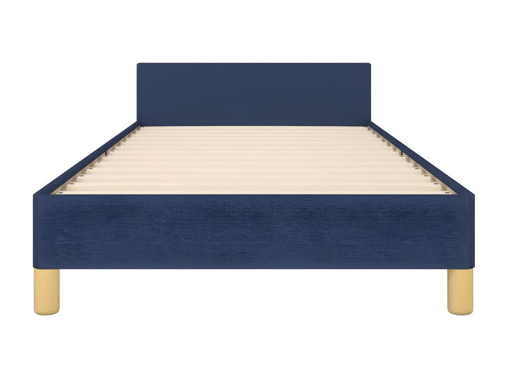 Bed frame with headboard, blue, 90x190 cm, fabric